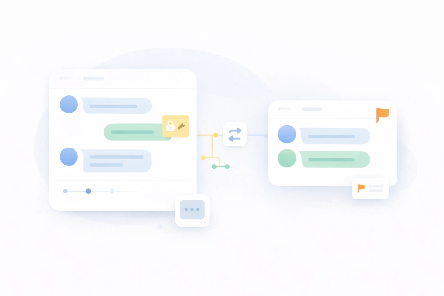 Customer support conversation handoff between team members with full context transfer